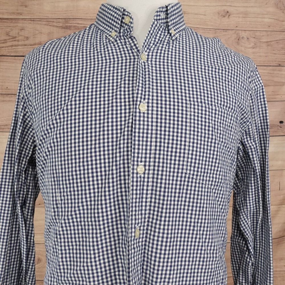 J.Crew Shirt Mens L Blue Check Long Sleeve Button-Up Cotton Casual Pocket Woven